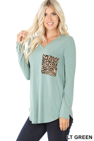 Long Sleeve leopard print pocket