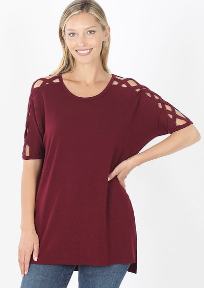 Criss cross sleeve shirt